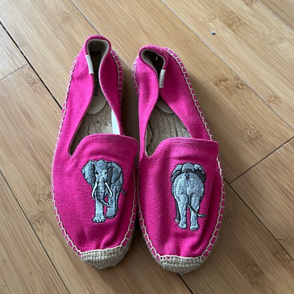 Soludos pink elephant espadrilles